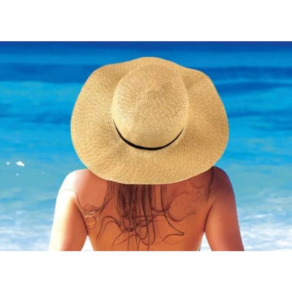 Brown Cream Stripe Foldable Packable Travel Sun Hat - Picture 4 of 5